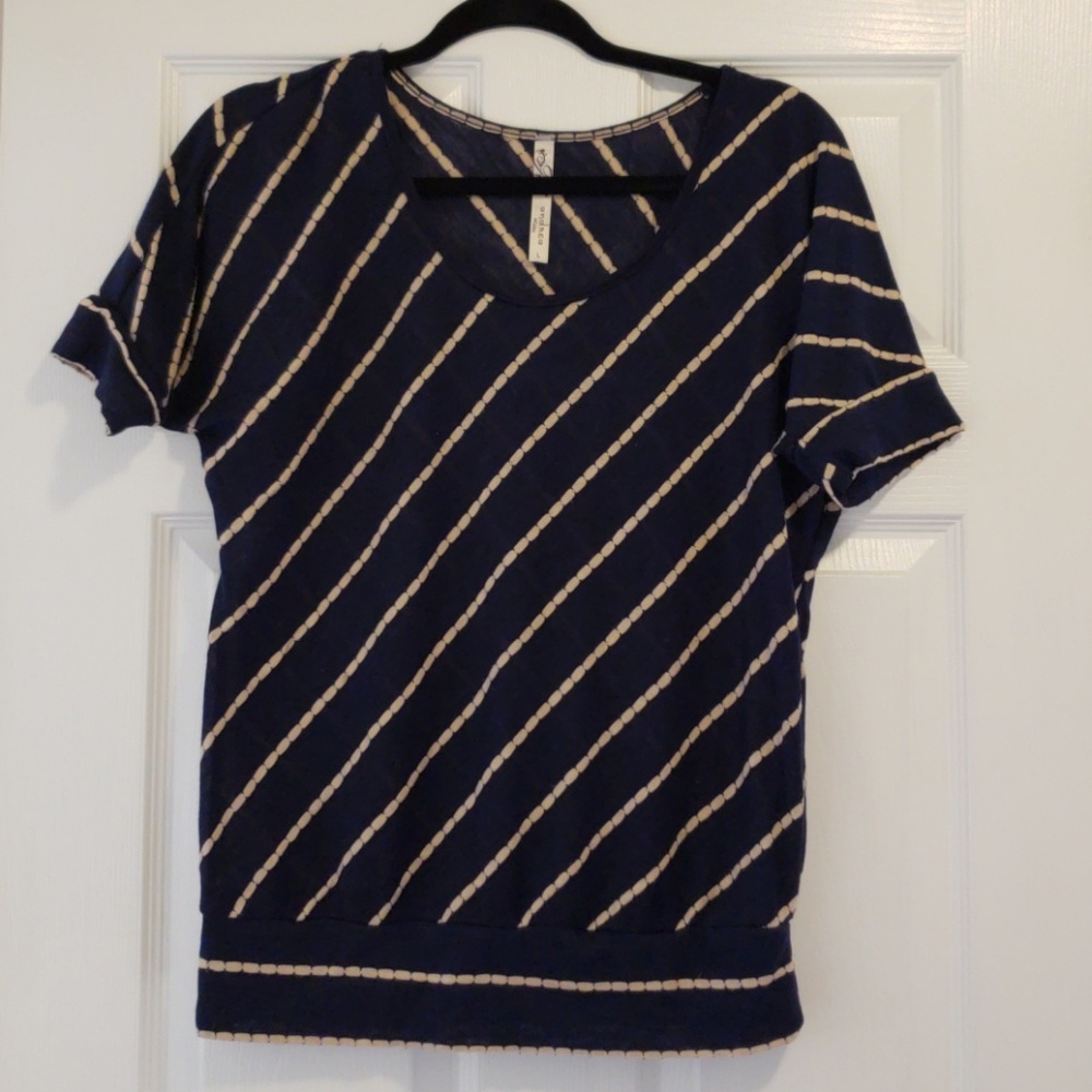 Blue and khaki blouse